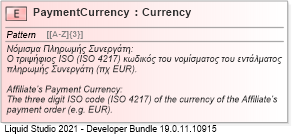 XSD Diagram of PaymentCurrency