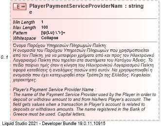 XSD Diagram of PlayerPaymentServiceProviderName