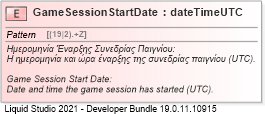 XSD Diagram of GameSessionStartDate